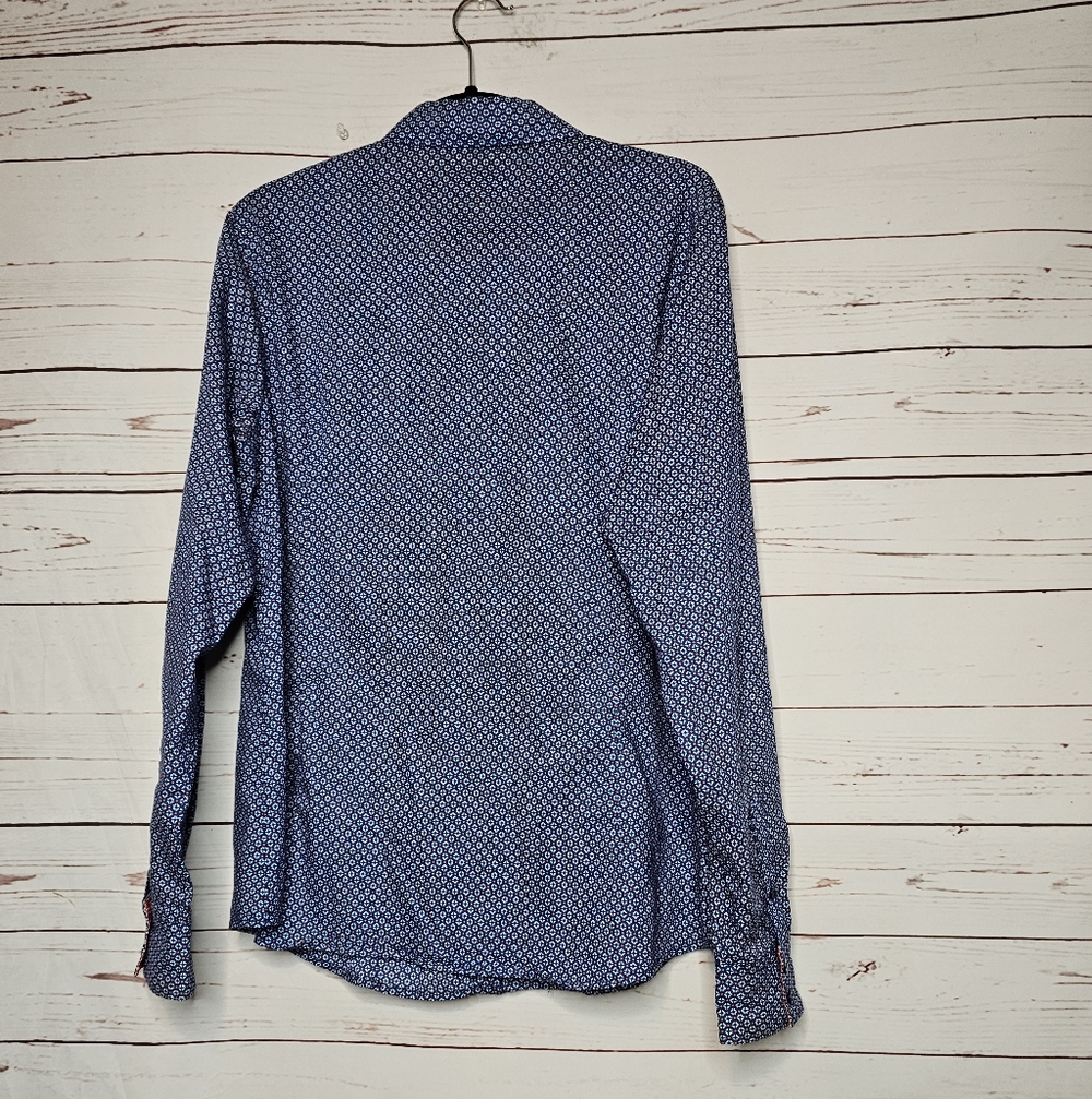 Cinch Blue and Orange Pattern Western Button Down Shirt - Picture 2 of 11